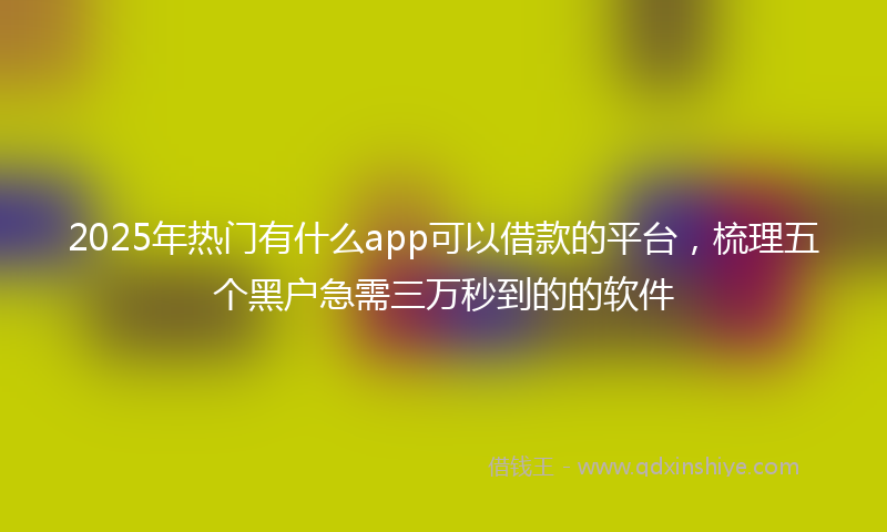 2025年热门有什么app可以借款的平台，梳理五个黑户急需三万秒到的的软件