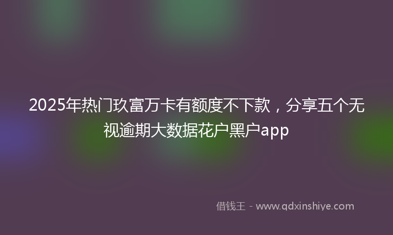 2025年热门玖富万卡有额度不下款，分享五个无视逾期大数据花户黑户app