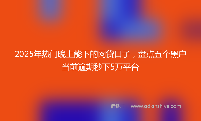 2025年热门晚上能下的网贷口子，盘点五个黑户当前逾期秒下5万平台