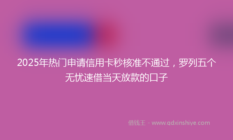 2025年热门申请信用卡秒核准不通过，罗列五个无忧速借当天放款的口子