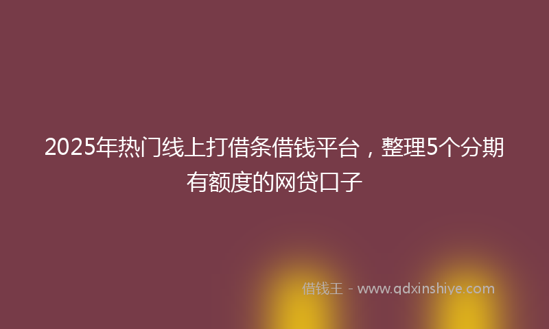 2025年热门线上打借条借钱平台，整理5个分期有额度的网贷口子