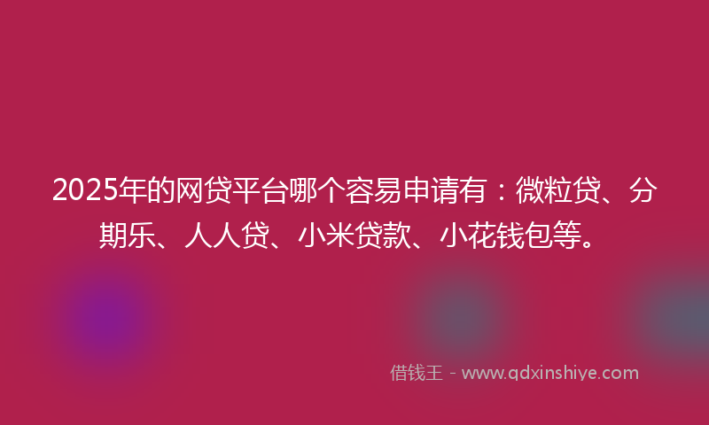 2025年的网贷平台哪个容易申请有：微粒贷、分期乐、人人贷、小米贷款、小花钱包等。