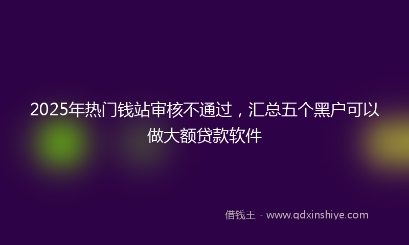 2025年热门钱站审核不通过，汇总五个黑户可以做大额贷款软件