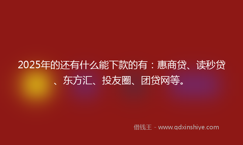 2025年的还有什么能下款的有：惠商贷、读秒贷、东方汇、投友圈、团贷网等。