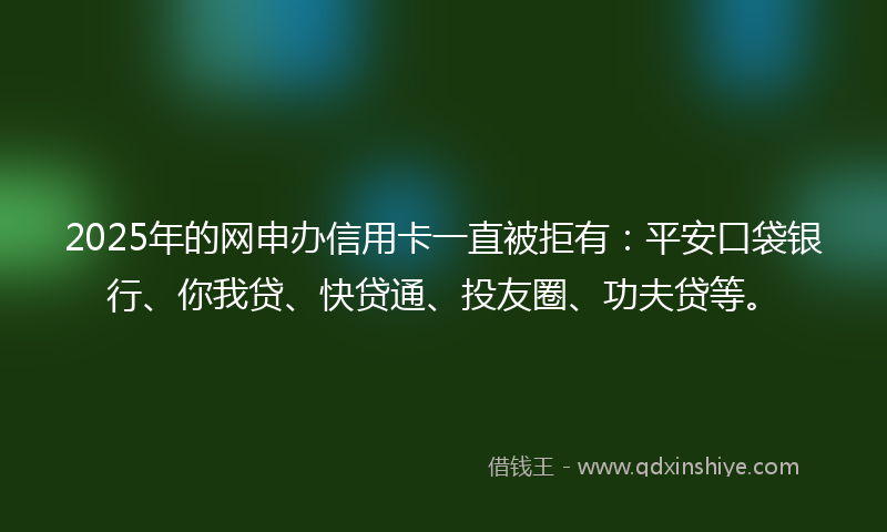 2025年的网申办信用卡一直被拒有：平安口袋银行、你我贷、快贷通、投友圈、功夫贷等。