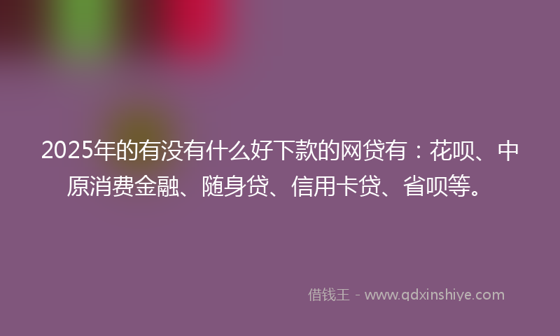 2025年的有没有什么好下款的网贷有：花呗、中原消费金融、随身贷、信用卡贷、省呗等。