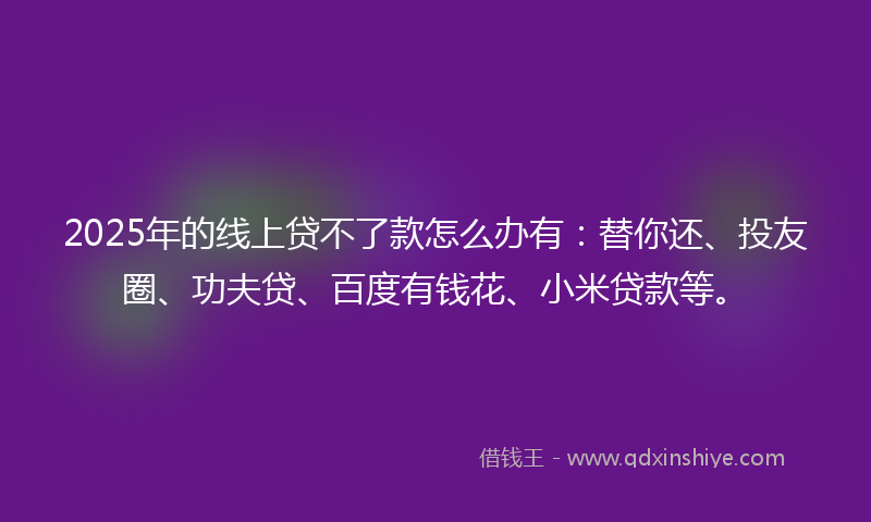 2025年的线上贷不了款怎么办有：替你还、投友圈、功夫贷、百度有钱花、小米贷款等。