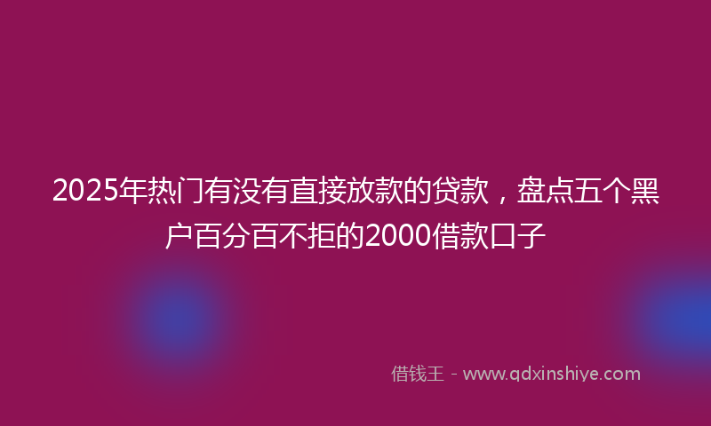 2025年热门有没有直接放款的贷款，盘点五个黑户百分百不拒的2000借款口子