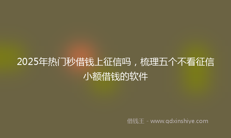 2025年热门秒借钱上征信吗，梳理五个不看征信小额借钱的软件