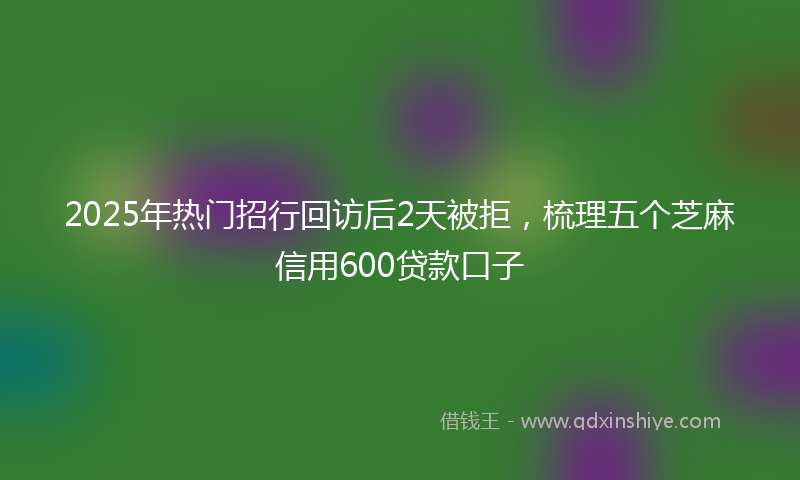 2025年热门招行回访后2天被拒，梳理五个芝麻信用600贷款口子