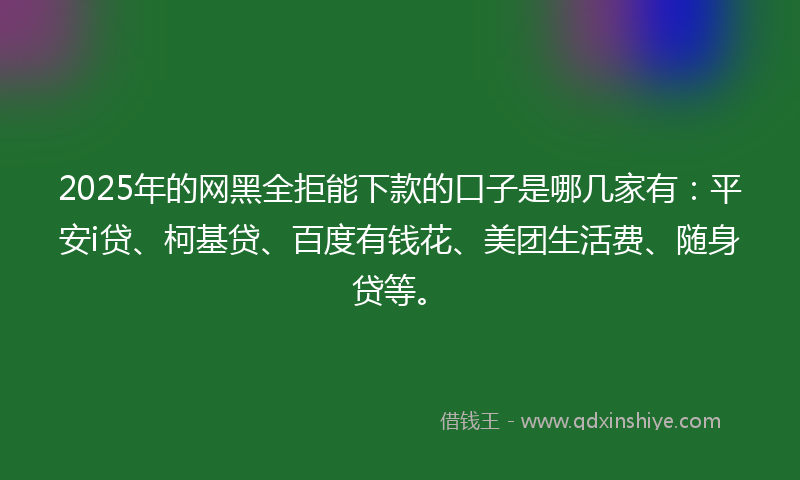 2025年的网黑全拒能下款的口子是哪几家有：平安i贷、柯基贷、百度有钱花、美团生活费、随身贷等。