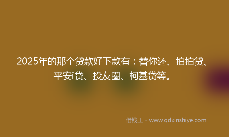 2025年的那个贷款好下款有：替你还、拍拍贷、平安i贷、投友圈、柯基贷等。