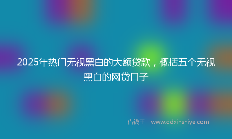 2025年热门无视黑白的大额贷款，概括五个无视黑白的网贷口子