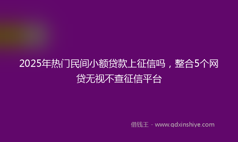 2025年热门民间小额贷款上征信吗，整合5个网贷无视不查征信平台