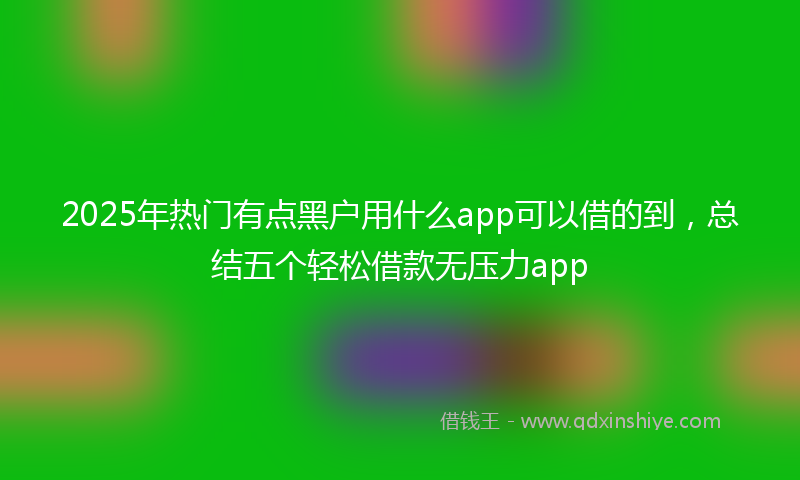 2025年热门有点黑户用什么app可以借的到，总结五个轻松借款无压力app