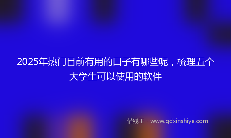 2025年热门目前有用的口子有哪些呢，梳理五个大学生可以使用的软件