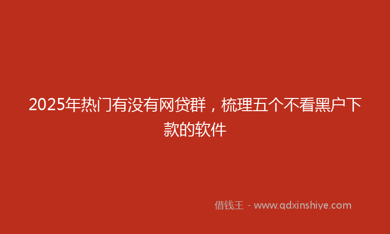 2025年热门有没有网贷群，梳理五个不看黑户下款的软件