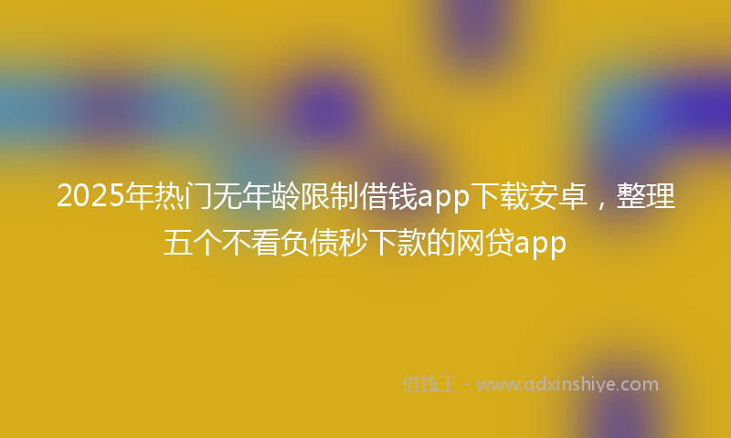 2025年热门无年龄限制借钱app下载安卓，整理五个不看负债秒下款的网贷app
