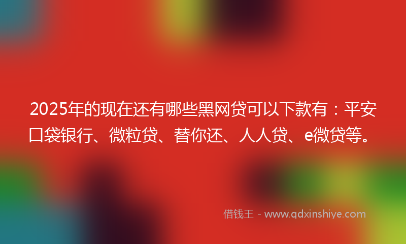 2025年的现在还有哪些黑网贷可以下款有：平安口袋银行、微粒贷、替你还、人人贷、e微贷等。