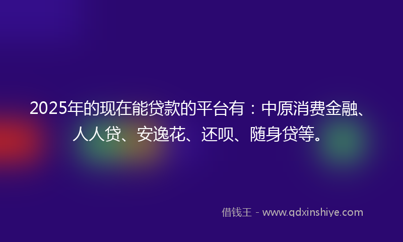 2025年的现在能贷款的平台有：中原消费金融、人人贷、安逸花、还呗、随身贷等。