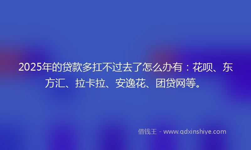 2025年的贷款多扛不过去了怎么办有：花呗、东方汇、拉卡拉、安逸花、团贷网等。