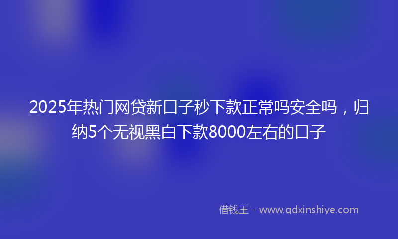 2025年热门网贷新口子秒下款正常吗安全吗，归纳5个无视黑白下款8000左右的口子