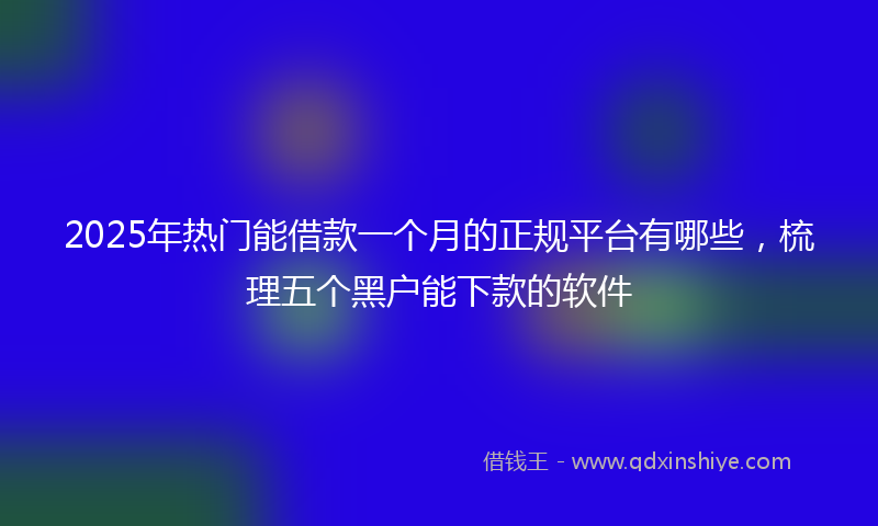 2025年热门能借款一个月的正规平台有哪些，梳理五个黑户能下款的软件