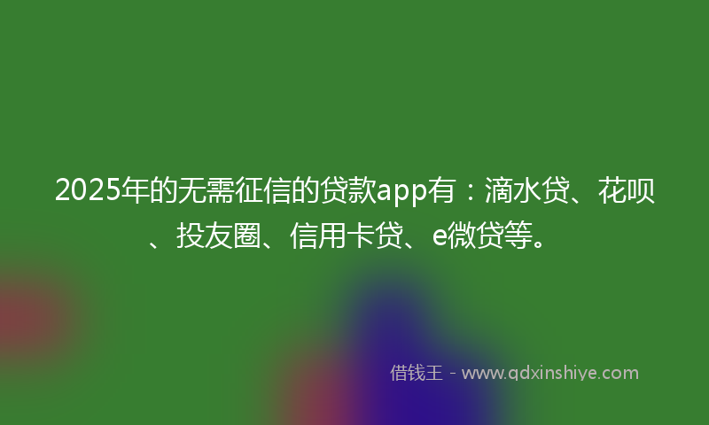 2025年的无需征信的贷款app有：滴水贷、花呗、投友圈、信用卡贷、e微贷等。