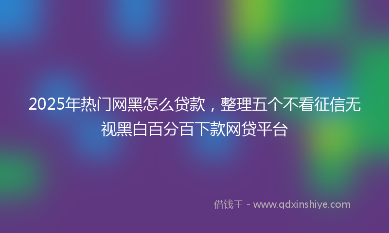 2025年热门网黑怎么贷款，整理五个不看征信无视黑白百分百下款网贷平台