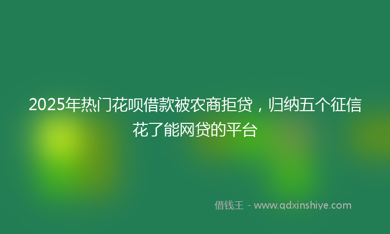 2025年热门花呗借款被农商拒贷，归纳五个征信花了能网贷的平台