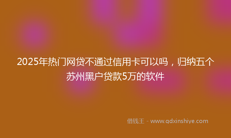 2025年热门网贷不通过信用卡可以吗，归纳五个苏州黑户贷款5万的软件
