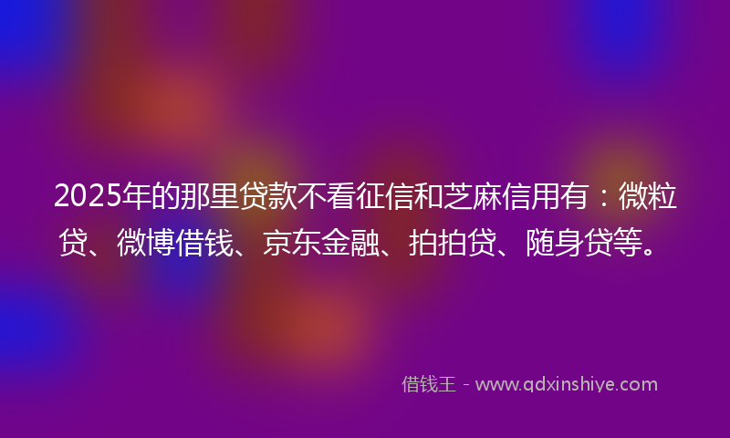 2025年的那里贷款不看征信和芝麻信用有：微粒贷、微博借钱、京东金融、拍拍贷、随身贷等。