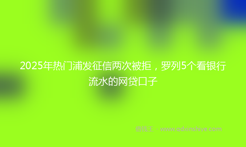 2025年热门浦发征信两次被拒，罗列5个看银行流水的网贷口子