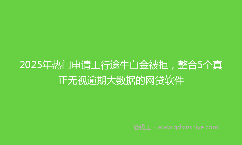 2025年热门申请工行途牛白金被拒，整合5个真正无视逾期大数据的网贷软件