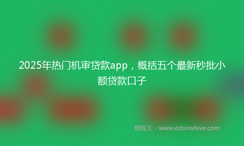 2025年热门机审贷款app，概括五个最新秒批小额贷款口子