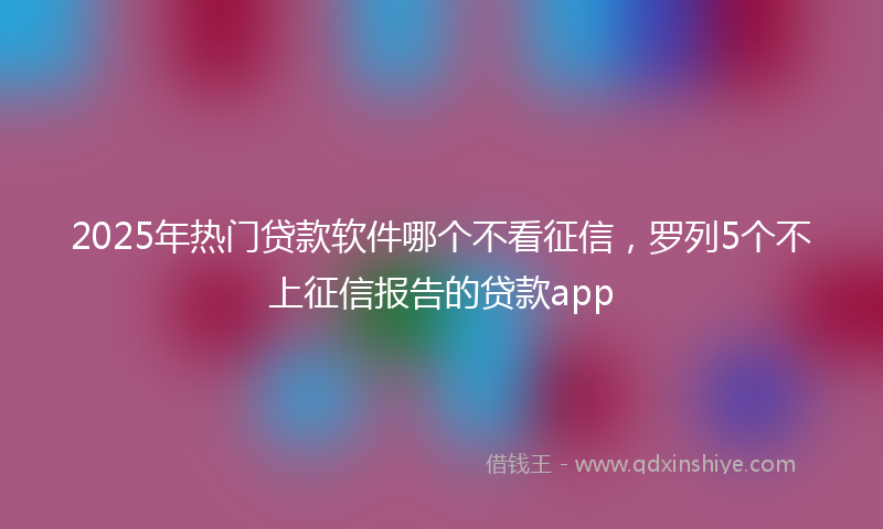 2025年热门贷款软件哪个不看征信，罗列5个不上征信报告的贷款app