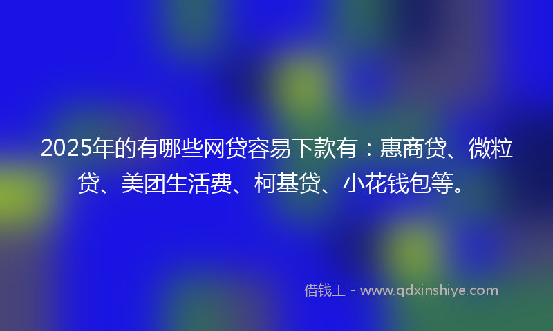 2025年的有哪些网贷容易下款有：惠商贷、微粒贷、美团生活费、柯基贷、小花钱包等。