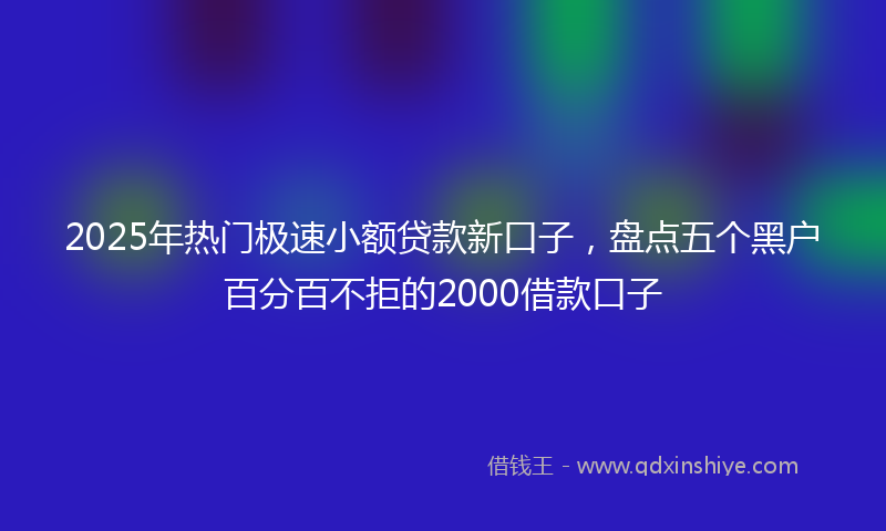 2025年热门极速小额贷款新口子，盘点五个黑户百分百不拒的2000借款口子