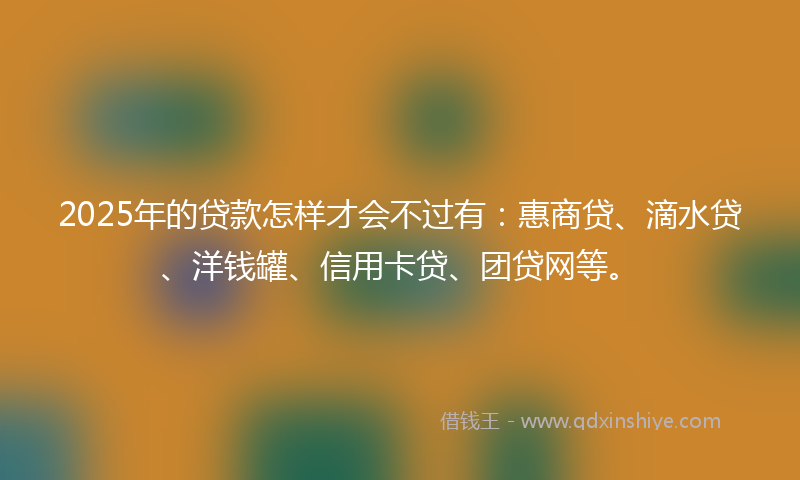 2025年的贷款怎样才会不过有：惠商贷、滴水贷、洋钱罐、信用卡贷、团贷网等。