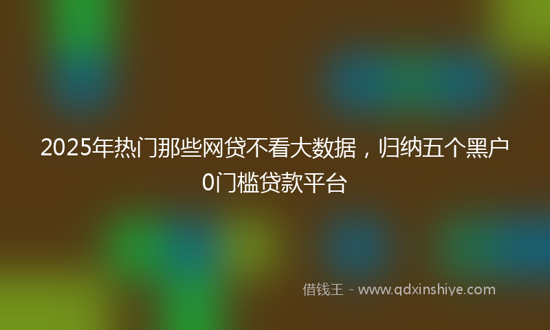 2025年热门那些网贷不看大数据，归纳五个黑户0门槛贷款平台