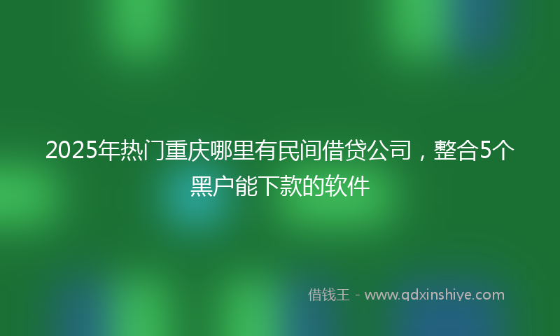 2025年热门重庆哪里有民间借贷公司，整合5个黑户能下款的软件