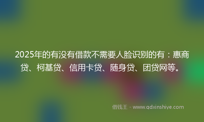 2025年的有没有借款不需要人脸识别的有：惠商贷、柯基贷、信用卡贷、随身贷、团贷网等。