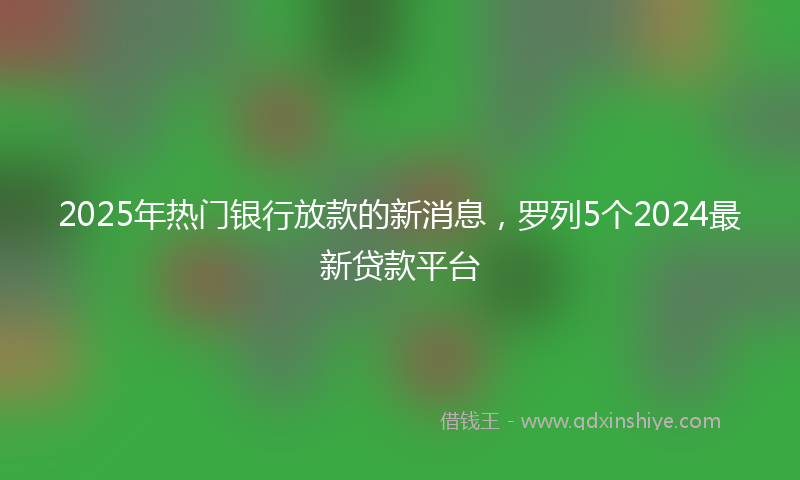 2025年热门银行放款的新消息，罗列5个2024最新贷款平台
