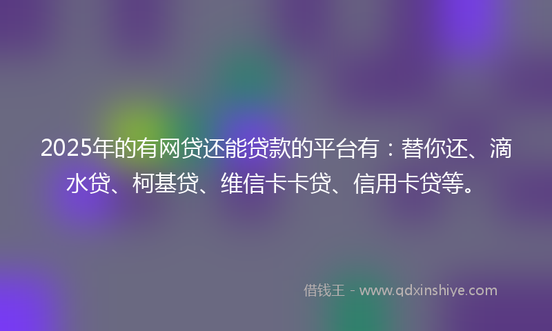 2025年的有网贷还能贷款的平台有：替你还、滴水贷、柯基贷、维信卡卡贷、信用卡贷等。