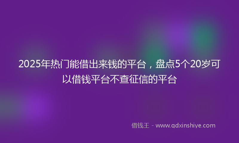 2025年热门能借出来钱的平台，盘点5个20岁可以借钱平台不查征信的平台