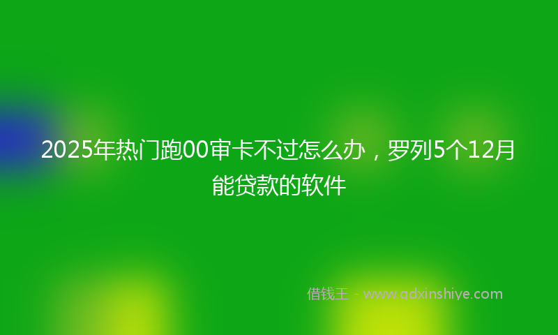 2025年热门跑00审卡不过怎么办，罗列5个12月能贷款的软件