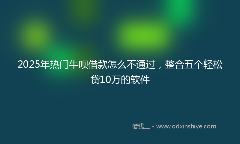 2025年热门牛呗借款怎么不通过，整合五个轻松贷10万的软件