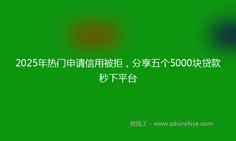 2025年热门申请信用被拒，分享五个5000块贷款秒下平台