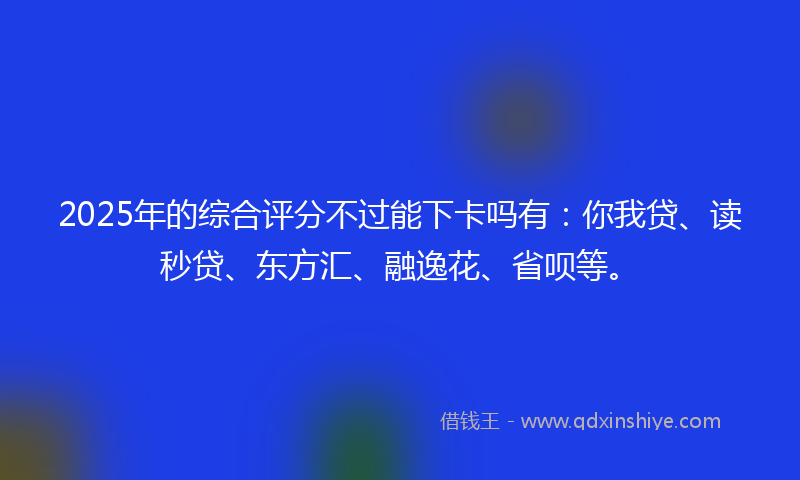 2025年的综合评分不过能下卡吗有：你我贷、读秒贷、东方汇、融逸花、省呗等。