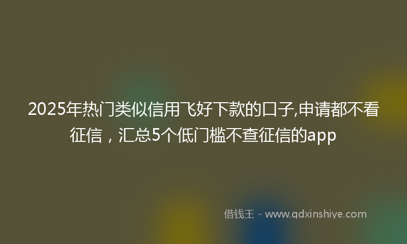 2025年热门类似信用飞好下款的口子,申请都不看征信，汇总5个低门槛不查征信的app